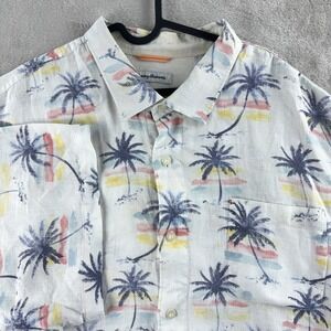Tommy‎ Bahama Hawaiian Shirt Mens Size 3XL White Silk Pineapple Print